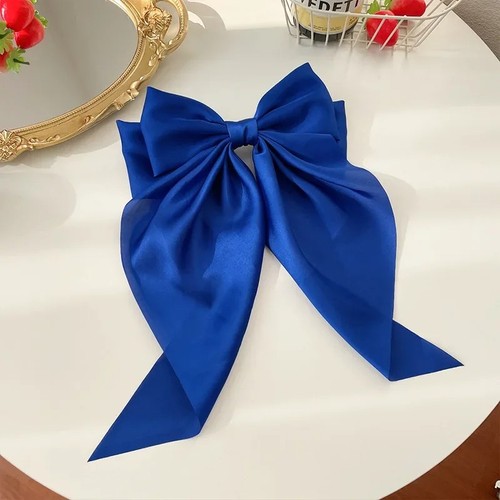 Big Satin Bow Hair Clip Women Girls Ribbon Barrette Clamp UK Elegant Hair Style - Picture 20 of 30