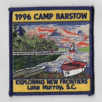 1996 Camp Barstow Exploring New Frontiers Lake Murray, SC. BSA Patch BLU Bdr