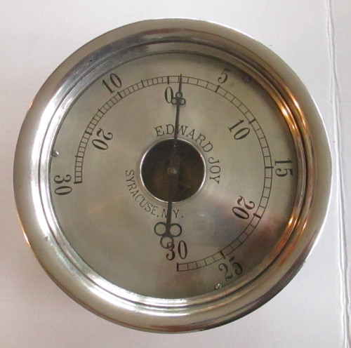 Rare Antique EDWARD JOY Syracuse NY Pressure Vacuum Steam Gauge Brass Chrome BMT