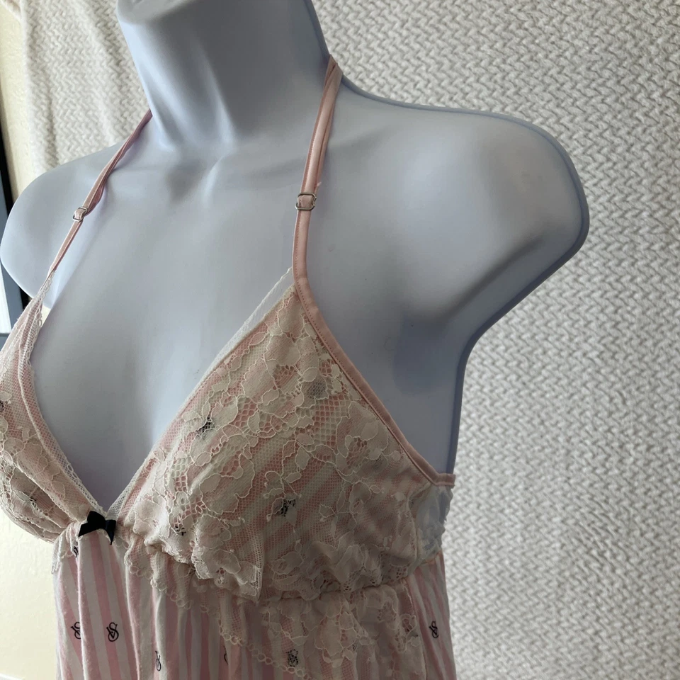 Vestido Top Victorias Secret Bebé Muñeca Encaje Chemise Mediano Coqueta Y2K Preppy Lazo Foto 4 de 4