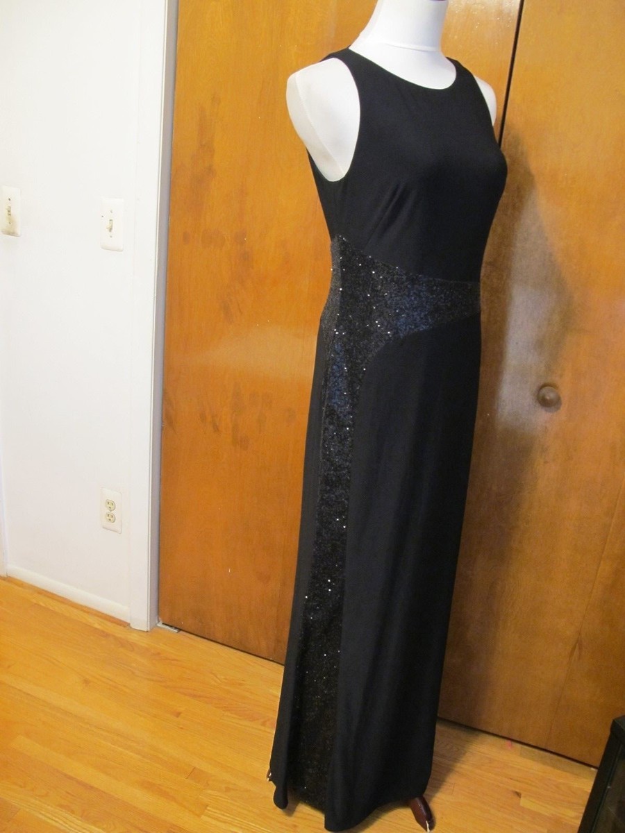 Ralph Lauren women's black shine maxi evening detailed A-line dress size 10  new | eBay