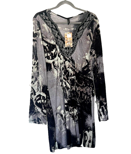 Nuevo Vestido Sacred Threads Tonos de Gris Para Mujer L Arte Para Usar Bordado - Imagen 2 de 7