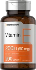 Vitamin E  200 IU (90 mg) | 200 Softgels | Non-GMO & Gluten Free | by Horbaach