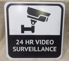24 Hour Video Surveillance Warning Sign -Security -Hr - 18" by 18" -Metal -SEE!