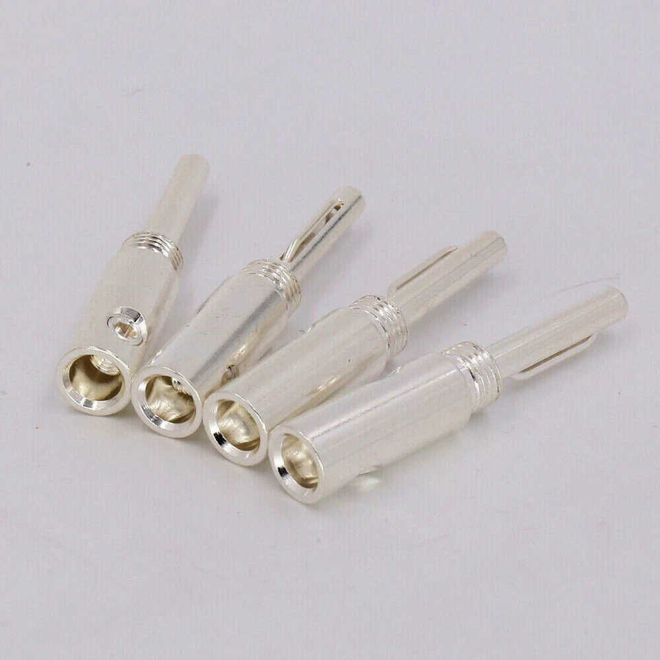8 PIEZAS Cables de Altavoz Plateados Enchufes Banana HiFi Cable Banana Conectores NUEVO - Imagen 4 de 4