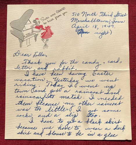 JOHN'S DEALS - VINTAGE 1949 MARSHALLTOWN, IOWA LETTER - PIANO STATIONARY - Bild 2 von 3