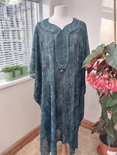 Crinkle georgette maxi lagenlook kaftan semi sheer XXL 47" length sale
