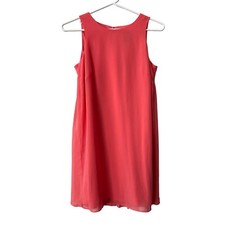 Ann Taylor Factory Petite 0P Coral Pink Pleated Back Swing Keyhole Sleeveless