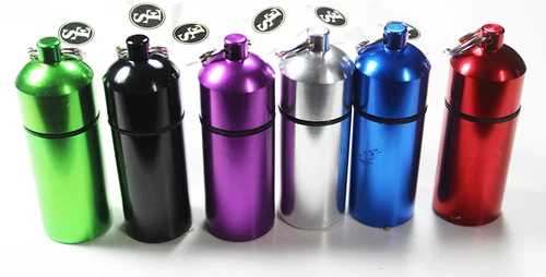 Lot Of 6 "Big" Geocaching Metal Id Pill Holder Case Container Key Rings