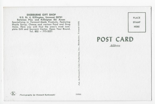 Vintage Postcard Killington VT Vermont Sherburne Gift Shop U.S. Route 4 - Picture 2 of 4