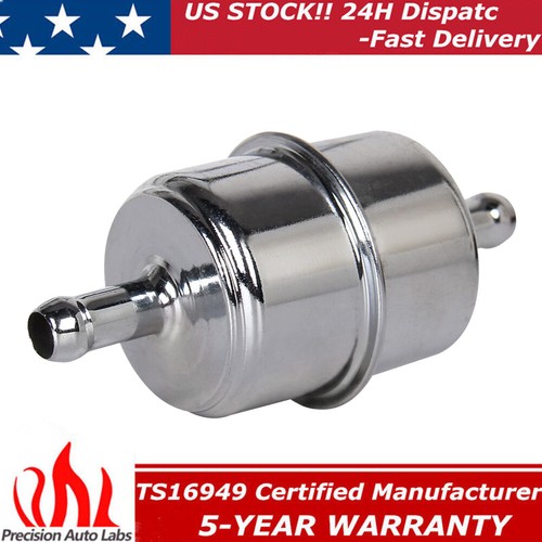 Canister Style InLine Fuel Filter 3/8" Hose Carbureted For Chevy Ford