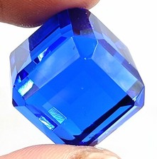 35.15 Ct Natural Sri Lanka Blue Sapphire Cube Cut Certified Loose Gem 5DOY