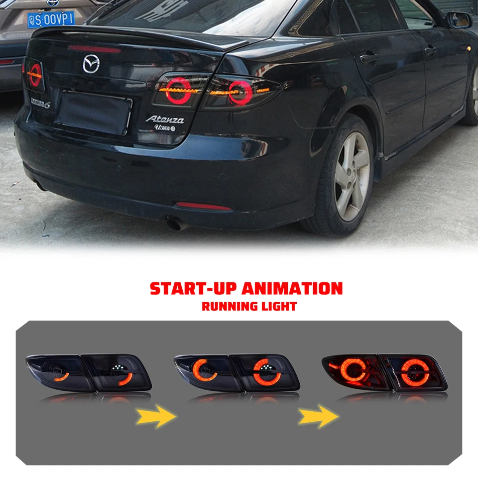 Lanternas traseiras sequenciais de LED para Mazda 6 2003-2008 Sedan animação lâmpadas traseiras - Imagem 3 de 4