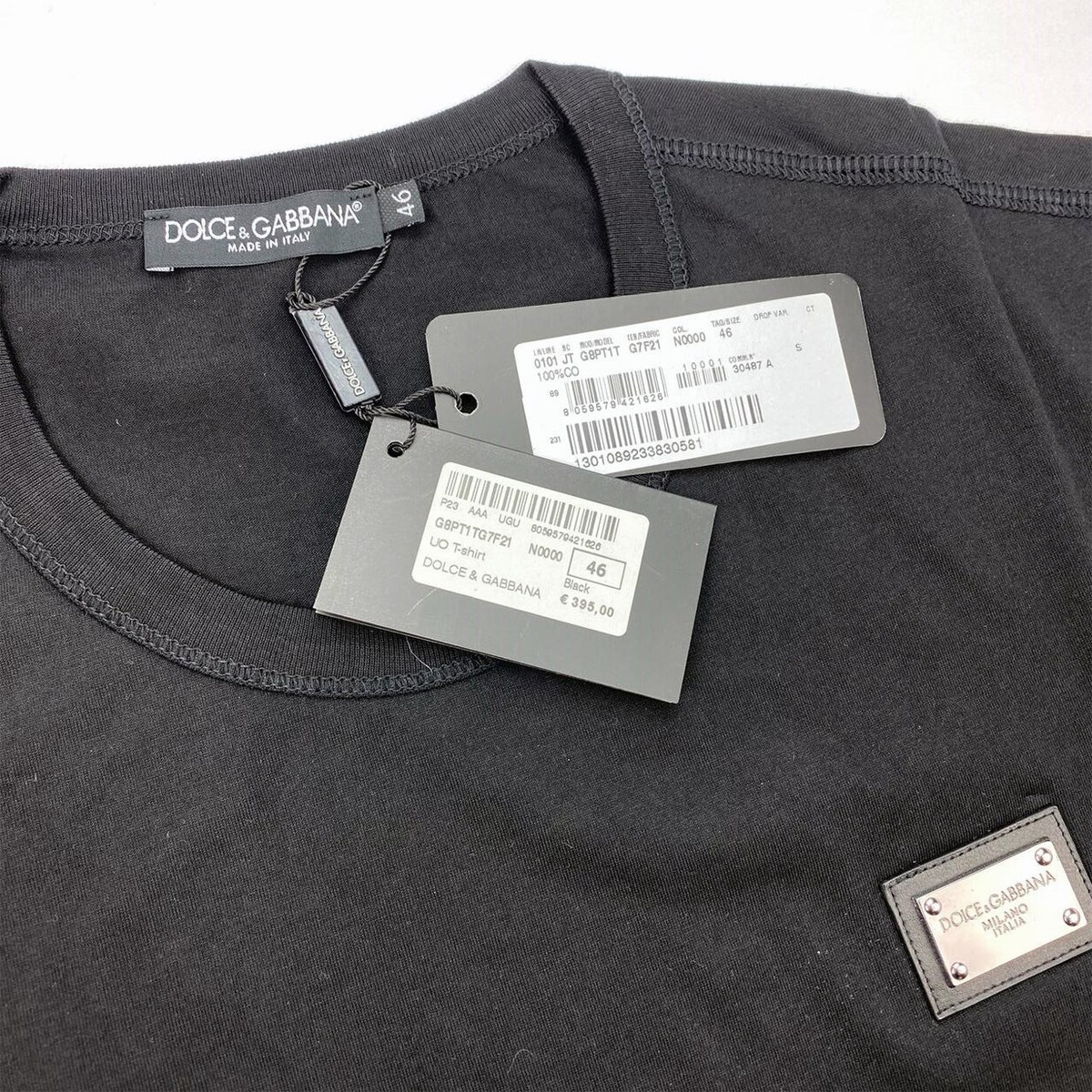 Dolce Gabbana Essentials Logo Plaque T-Shirt Short Sleeve Black