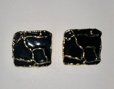 Vintage SG D  OR Black Enameled Gold Tone Abstract Accents Shoe Clips