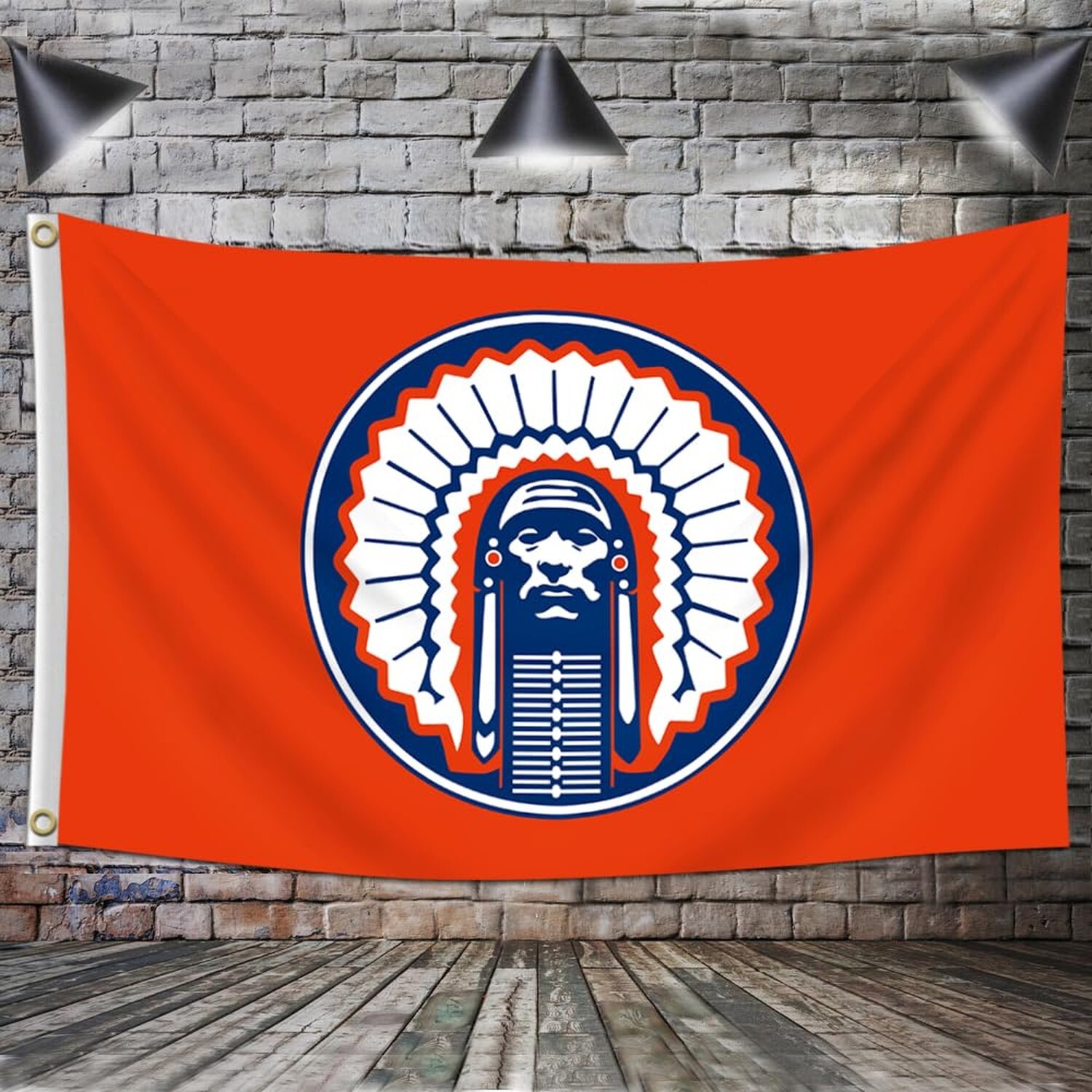 ENMOON Illinois Fighting Flag Illini Chief Flag Banner 3x5ft/Vibrat Color/HD ...