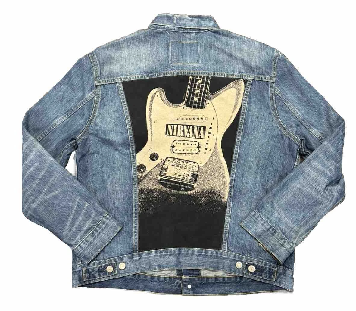 BALENCIAGA GIACCA CAMIONISTA VINTAGE LEVI'S PERSONALIZZATA NIRVANA KURT COBAIN DA UOMO TAGLIA GRANDE RARA!!!!