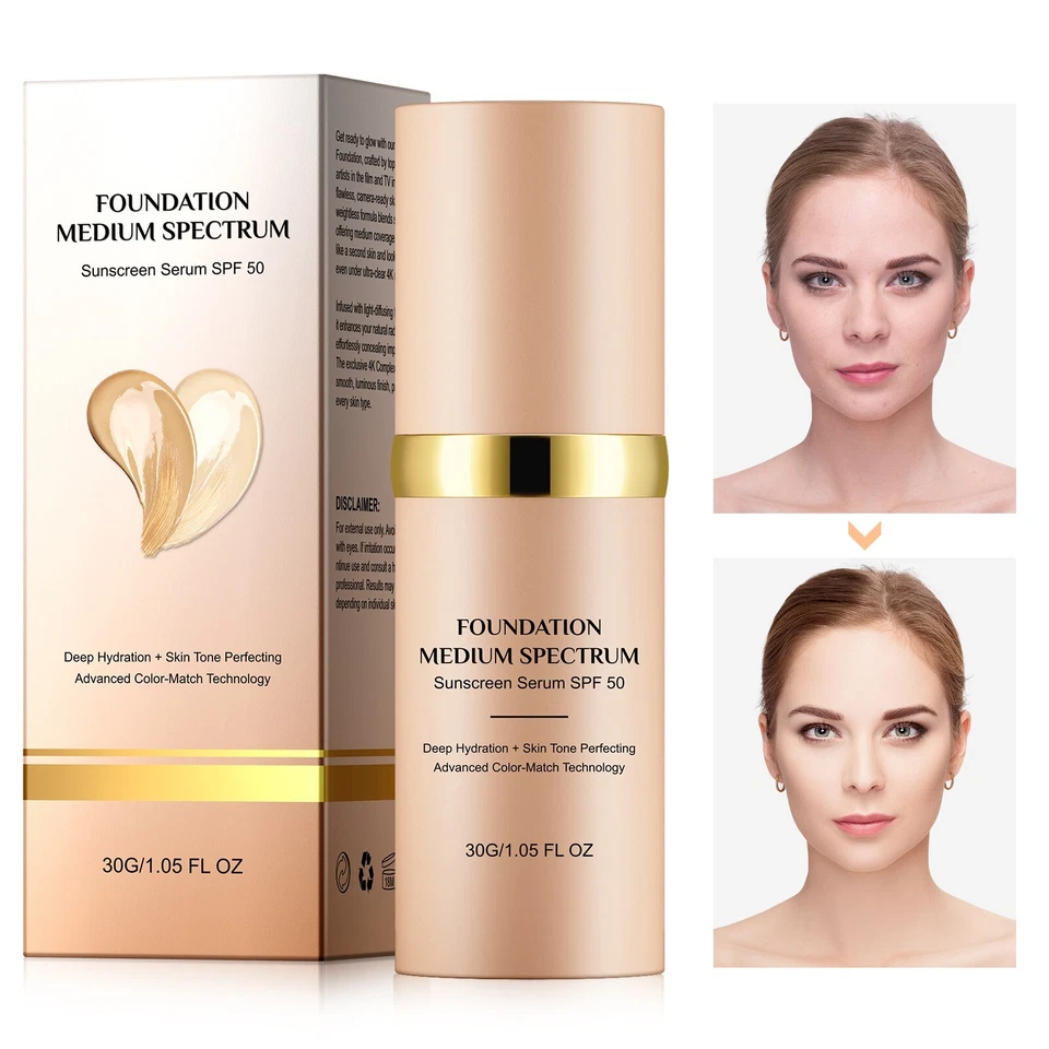 Colour Changing Foundation Liquid 4in1 Oil-free BB Cream Makeup, Nude face - Image 3 of 4