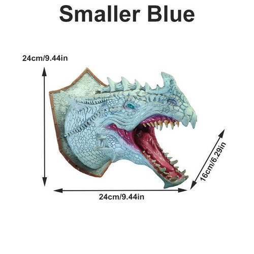 3D Drachenkopf Wand Skulptur LED Rauch Dinosaurier Wohndeko Statue Kunst/ - Bild 17 von 30