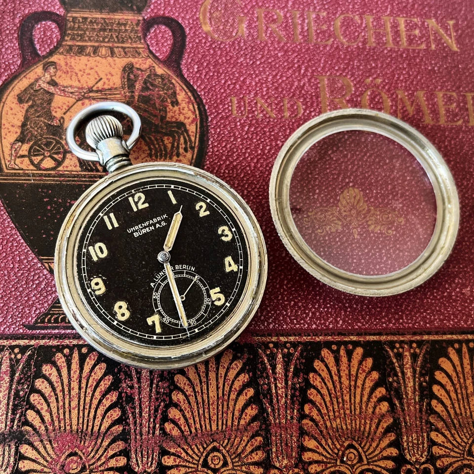 Reloj Bolsillo Buren a G Uhr A LUNSER Berlín Militar Alemán Segunda Guerra Mundial 1940 Negro n DH Foto 2 de 4