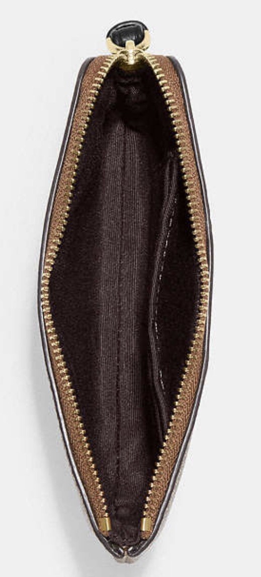 COACH Corner Zip Wristlet In Signature Canvas With Black Stripe