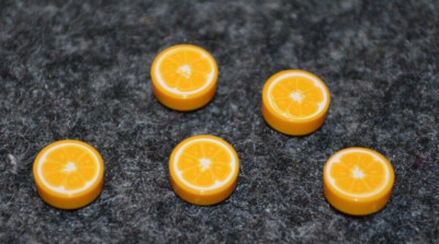 (5) 1x1 Round Orange Slice Tiles ( Minifigure Accessory) ~ NEW Lego Food Parts