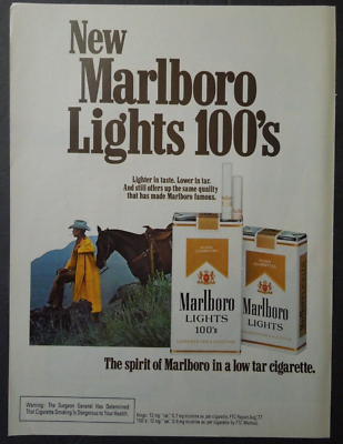 what cigarettes are similar to marlboro lights 1978 New MARLBORO LIGHTS 100's Cigarettes Magazine Ad