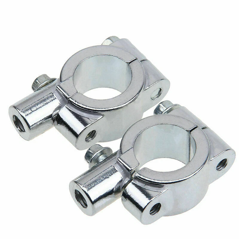 2 PIEZAS Adaptadores de Espejo de Manillar Cromo 7/8" 22mm Abrazadera 10mm Rosca Aluminio Foto 2 de 4