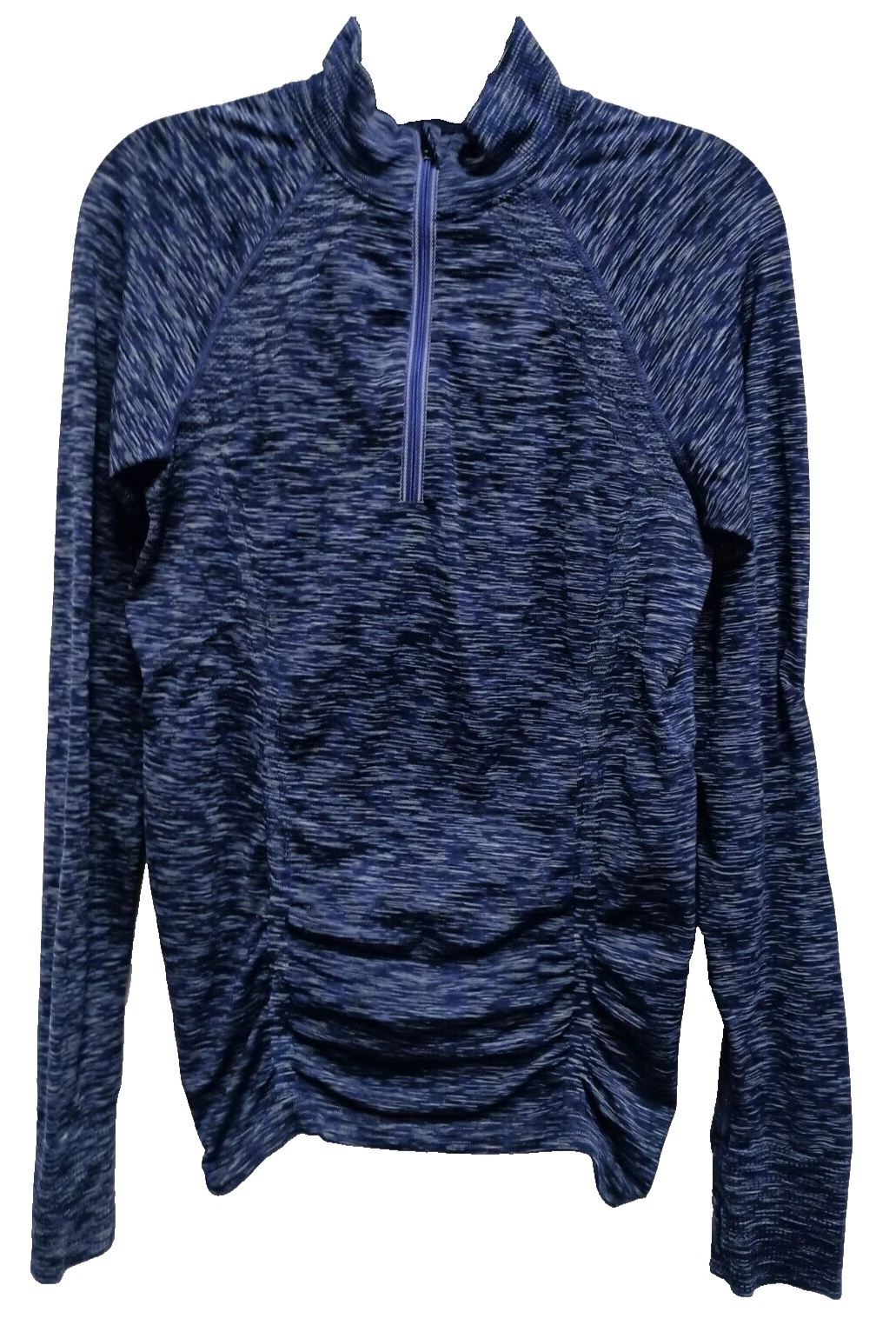 Athleta Womens Fastest Track Half Zip Pullover Top Medium Blue Space Dye Active