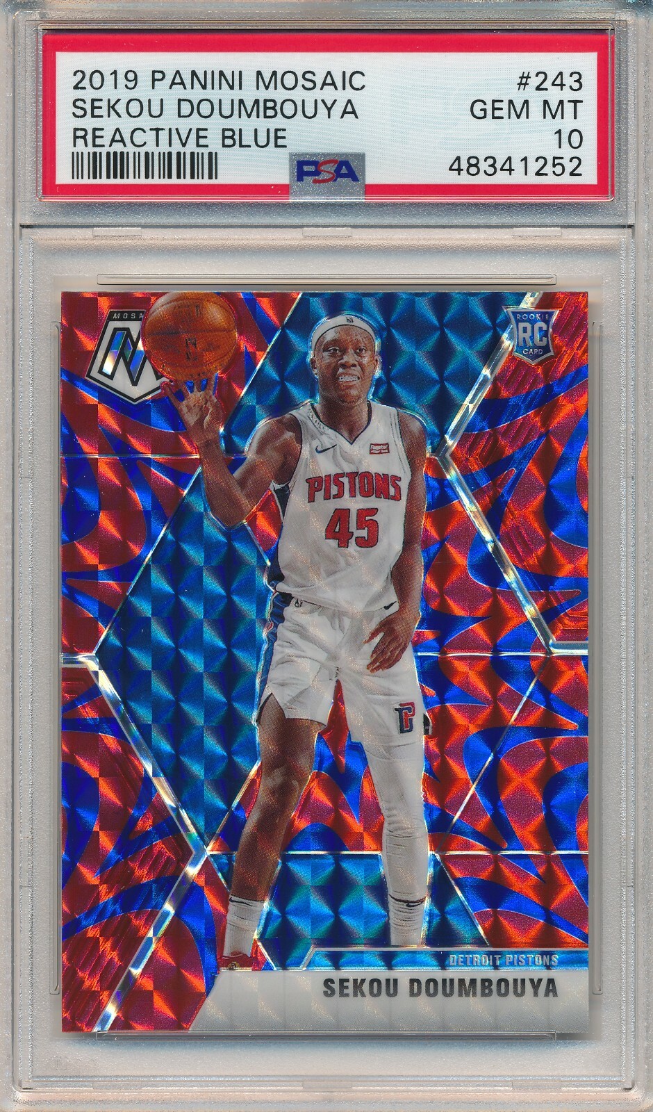 2019 PANINI MOSAIC SEKOU DOUMBOUYA REACTIVE BLUE #243 RC PSA 10 GEM MINT ROOKIE
