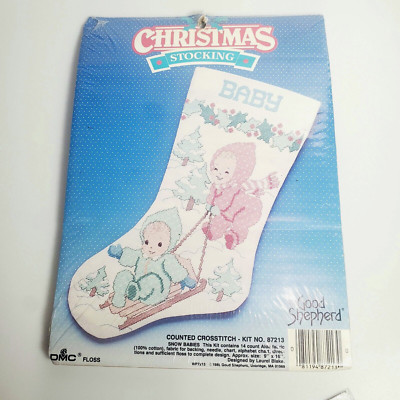 DMC Good Shepherd Vintage Stocking Kit Snow Babies 87213 Laurel Blake