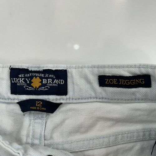 Lucky Brand Jeans Girls 12 White Distressed Zoe Jeggings - Picture 3 of 7