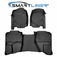 SMARTLINER Custom Fit Floor Mats 2 Rows Liner Set 2007-2013 Silverado GMC Sierra