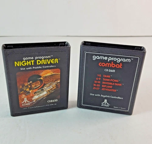 NIGHT DRIVER & Combat Atari 2600 Video Game Cartridges Lot