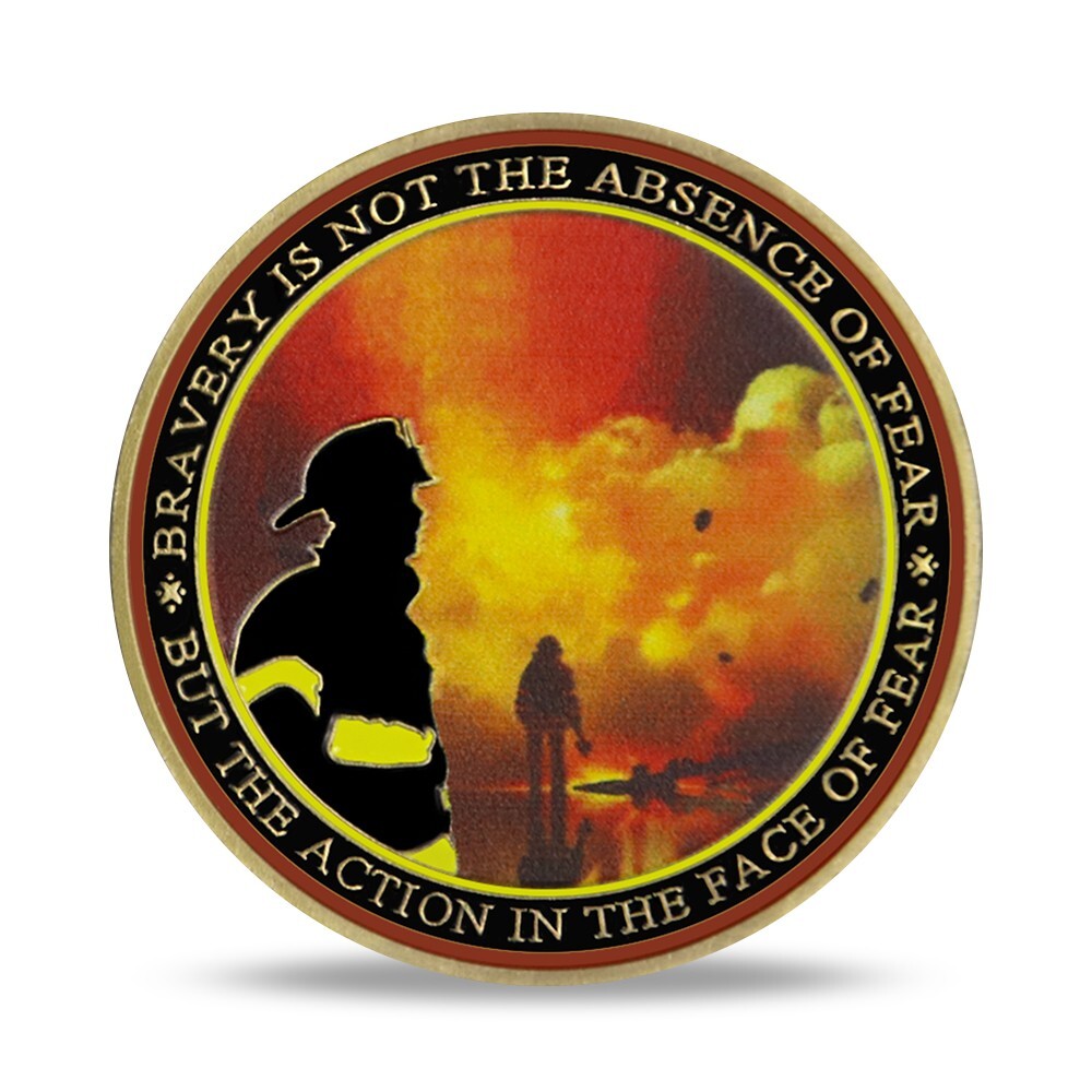 Thin Red Line Firefighter Challenge Coin - Courage & Sacrifice -Gift for Firemen