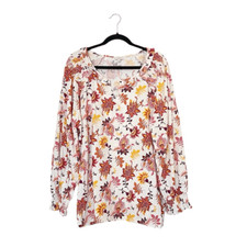 Talbots Floral Long Sleeve Cotton Blouse Plus Size 3X