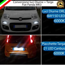 LUCI DIURNE DRL A LED + LUCI TARGA LED CANBUS FIAT PANDA MK3 6000K BIANCO