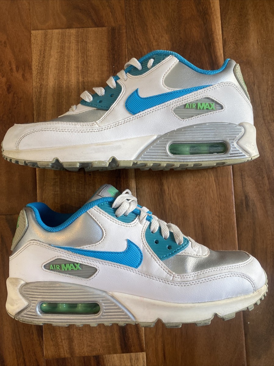 NIKE AIR MAX 90 SIZE 7Y Women's 8.5 'Silver Blue Lagoon