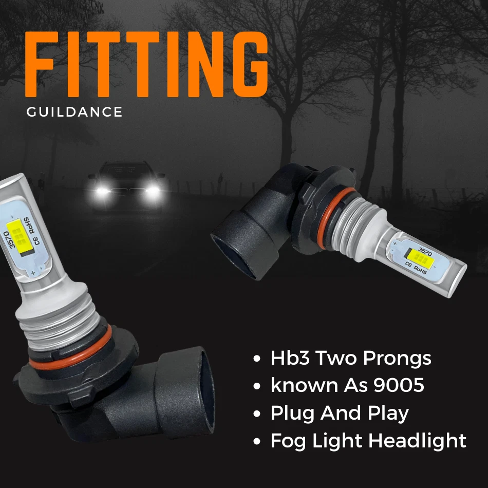 2x HB3 Led Headlight Bulbs 9005 Xenon White High Low Beam Fog Light Lamp Bulb - Image 3 of 4