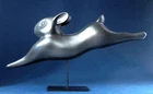 François Pompon Black Running Rabbit Animal Sculpture Resin Figure 20206B
