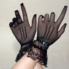 Ladies Fishnet Gloves Summer Driving Mesh Lace Gloves Mittens Full Finger Brid '