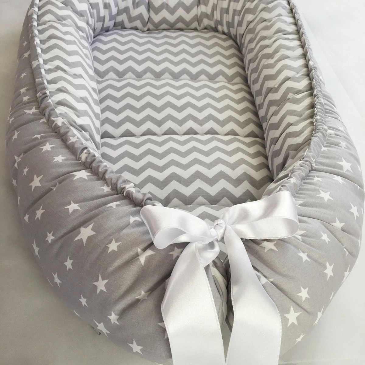 Handmade Double-sided Gray Organic Baby Nest Bed - Baby Nest Bed