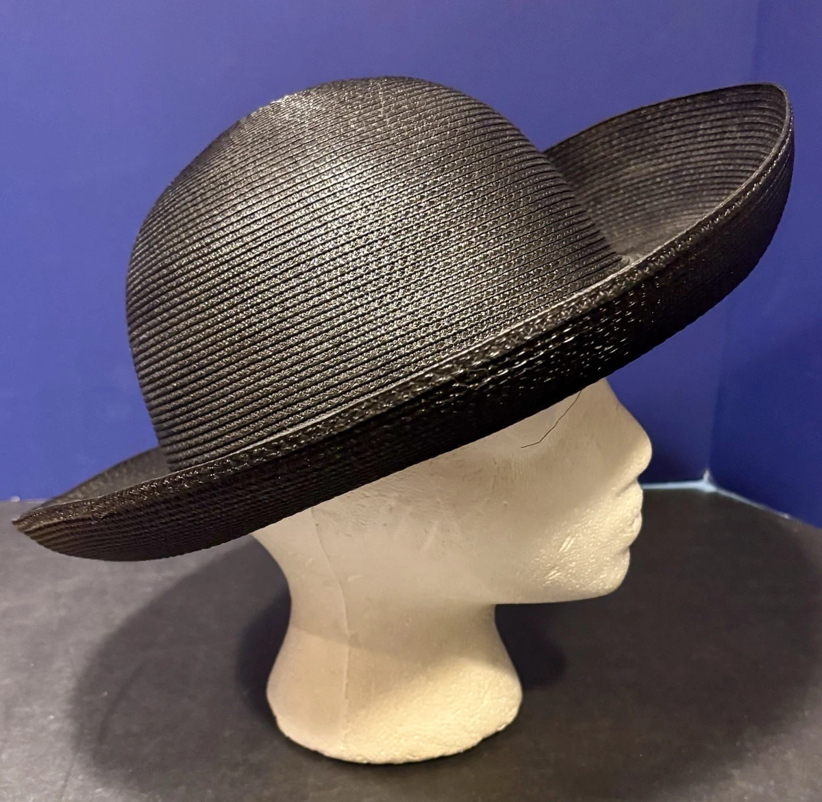 Street Smart by Betmar Wide Brim‎ Black Hat w/ Wrap 100% Wool made in the USA Street Smart Betmar Purple Wool Pillbox Hat Black Velvet  main image 3