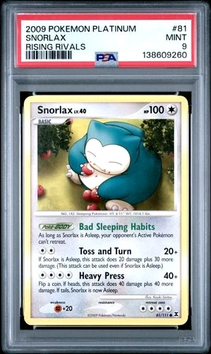 POKEMON SNORLAX 2009 PLATINUM RISING RIVALS #81 PSA 9 *POP 22*