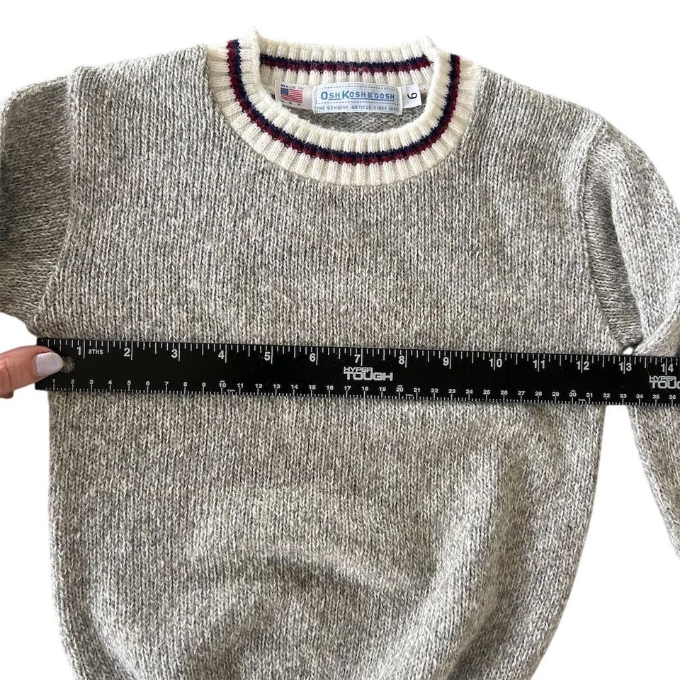 OshKosh B'gosh Boys Vintage Gray Knit Sweater Size 6 Long Sleeve - Image 3 of 4