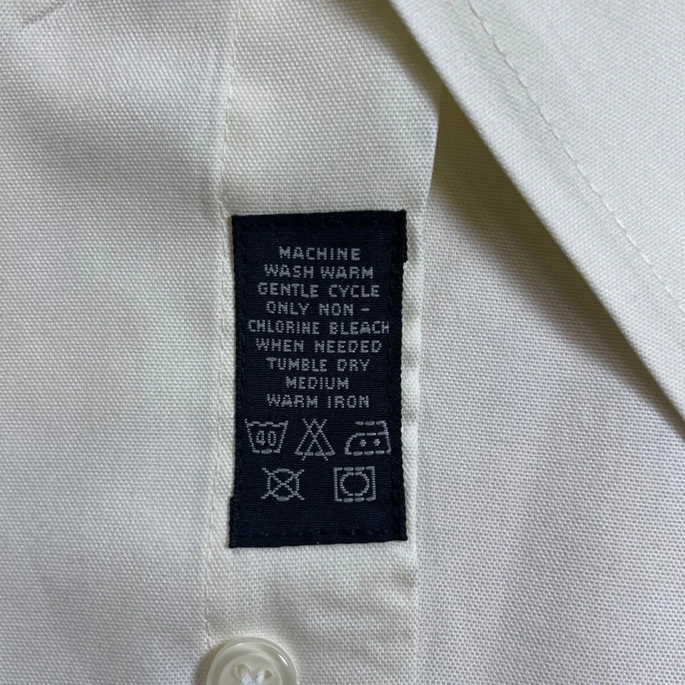 Camisa de vestir Roundtree & Yorke para hombre 17 1/2 manga corta marfil con botones Foto 4 de 4