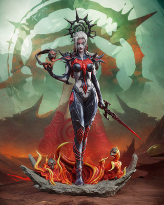 Hela, Marvel Rivals, Sorceress, sexy Pin Up, Figur, 3D Druck, Statue, UNBEMALT