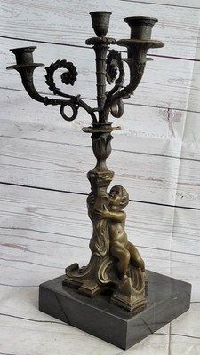 Hand Made Classic Nude Artwork Candelabra Candle Holger Genuine Bronze Figurine