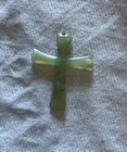 Vintage Light Green Jade Cross Pendant ONLY  1-1/4” Believe Older Nice Jade — photo 2