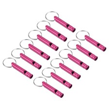 12pcs Emergency Whistles Safety Whistle with Keychain for Hiking Rose Red